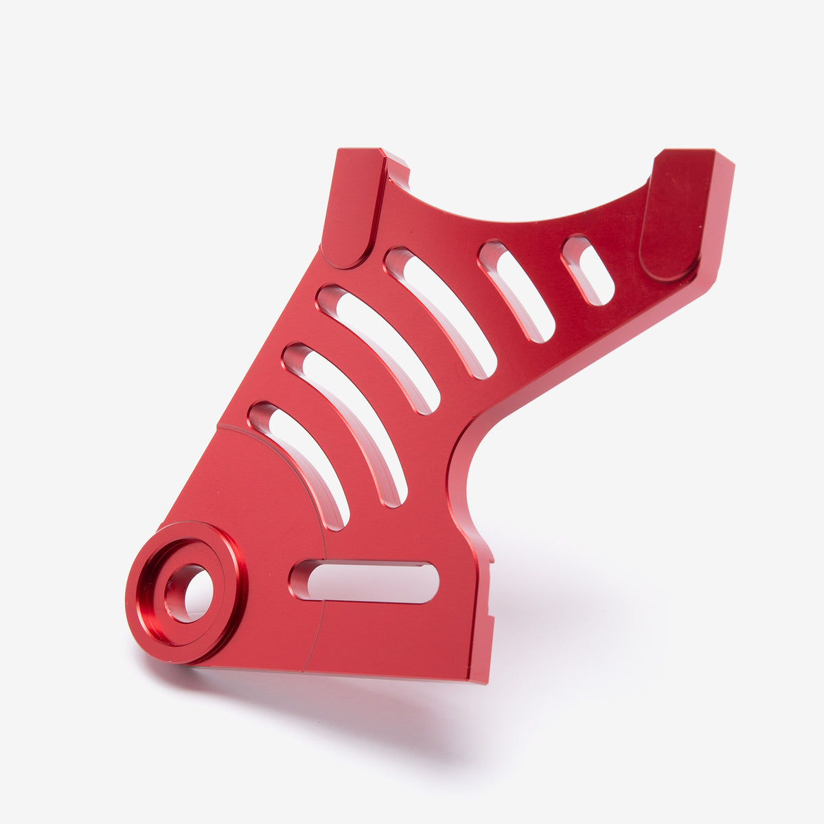 Red rear brake caliper bracket for Sur-Ron Light Bee and Talaria, alternate view
