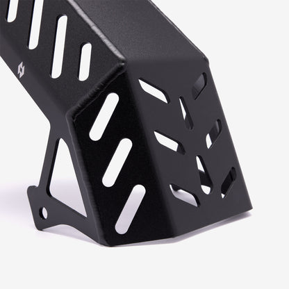 Black engine guard bashplate for Sur-Ron Light Bee, alternate view
