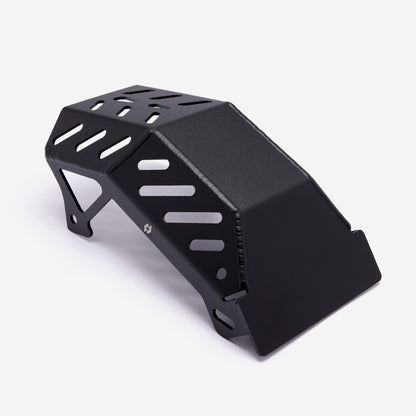 Black engine guard bashplate for Sur-Ron Light Bee, alternate view