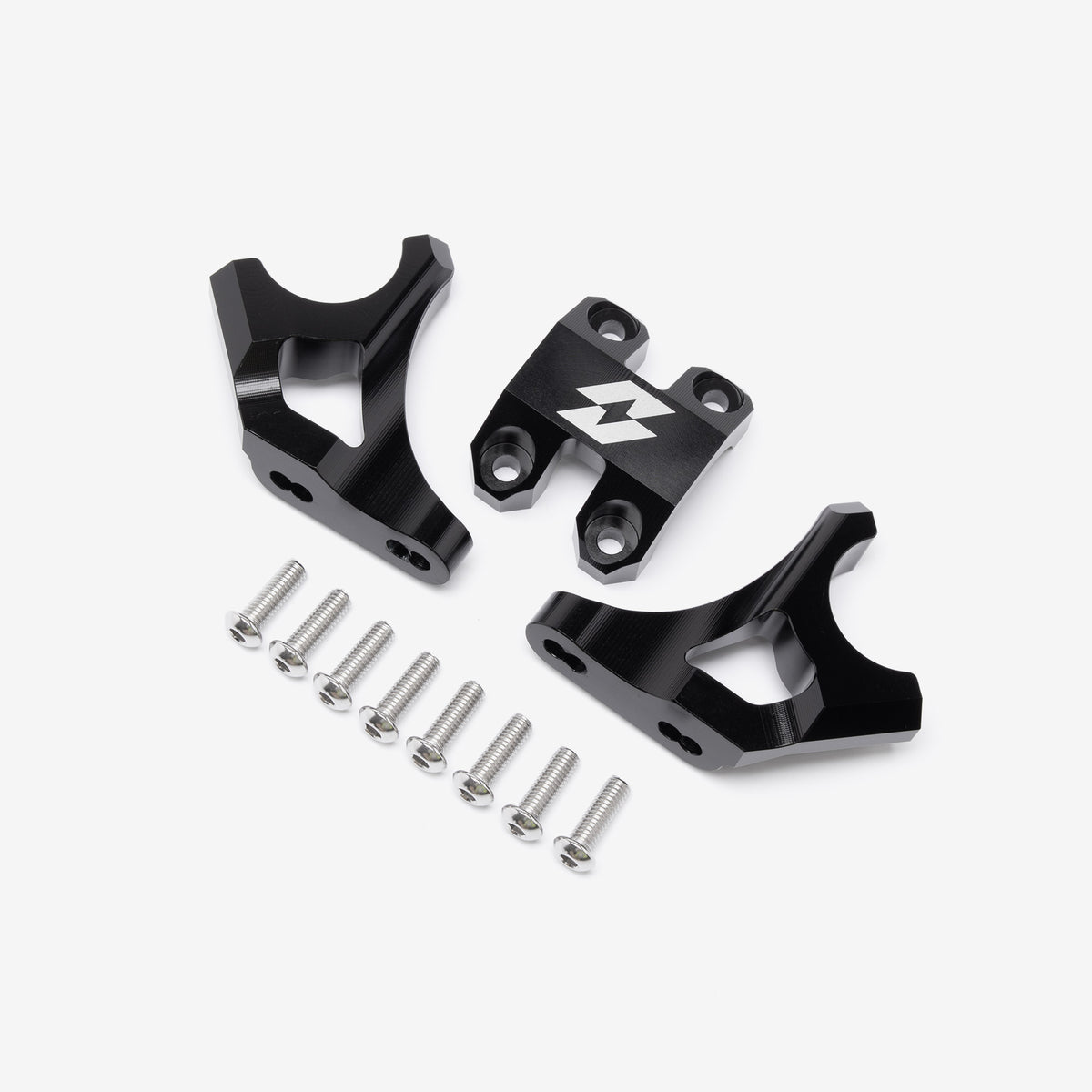 Black 31.8mm handlebar risers, detail view
