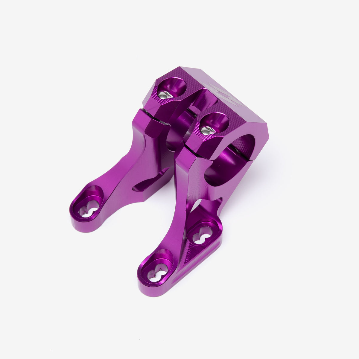 Purple 31.8mm handlebar risers, detail view
