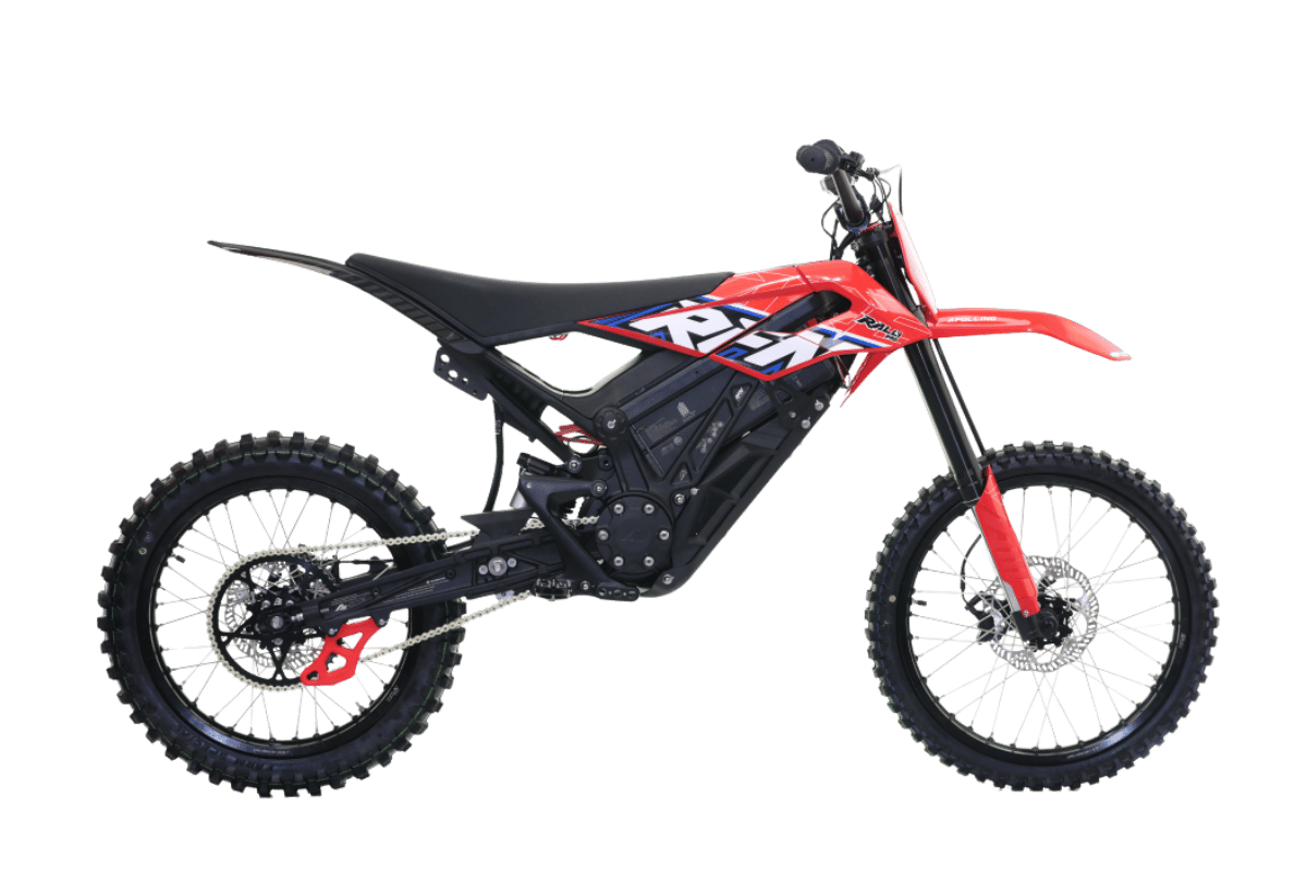 RFN Rally Pro Mark IV 2026 Black Grey and Gold electric dirt bike side profile