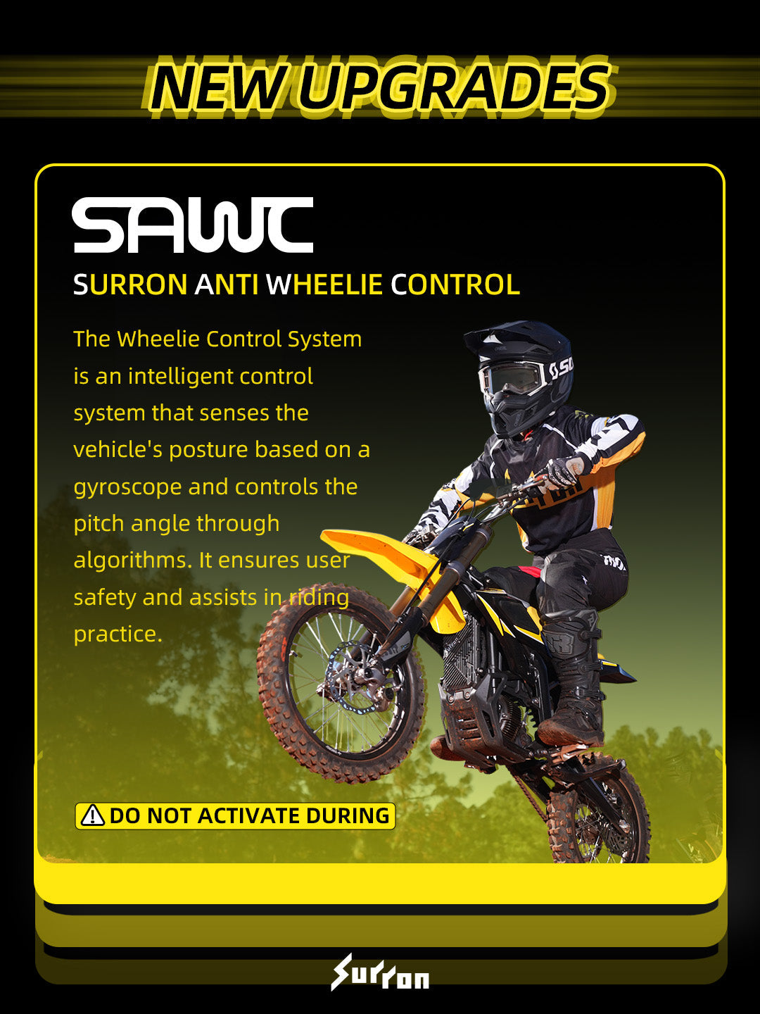 SUR-RON HYPER BEE electric dirt bike cockpit and controls