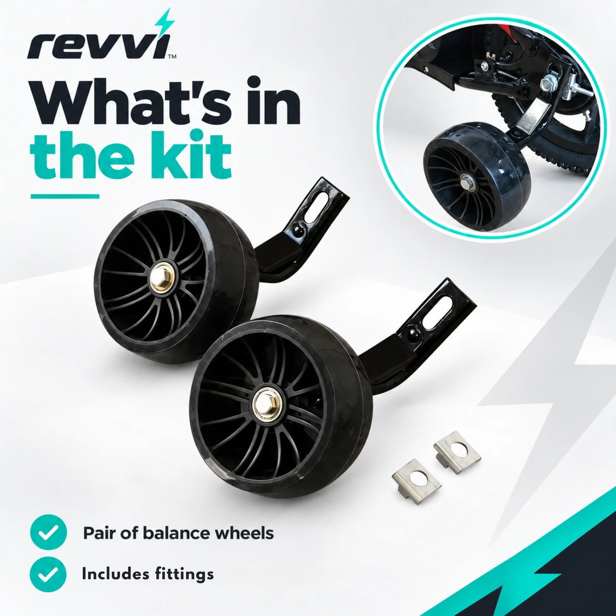 Revvi Stabilisers / Balance Wheel Kit | 12 & 16 Electric Bikes