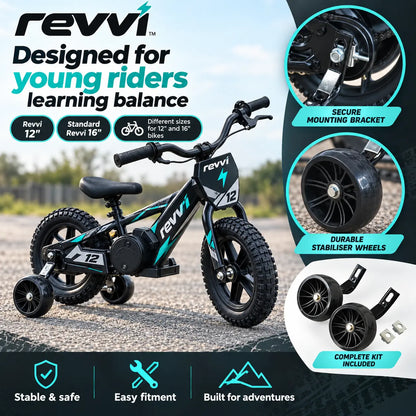 Revvi Stabilisers / Balance Wheel Kit | 12 & 16 Electric Bikes