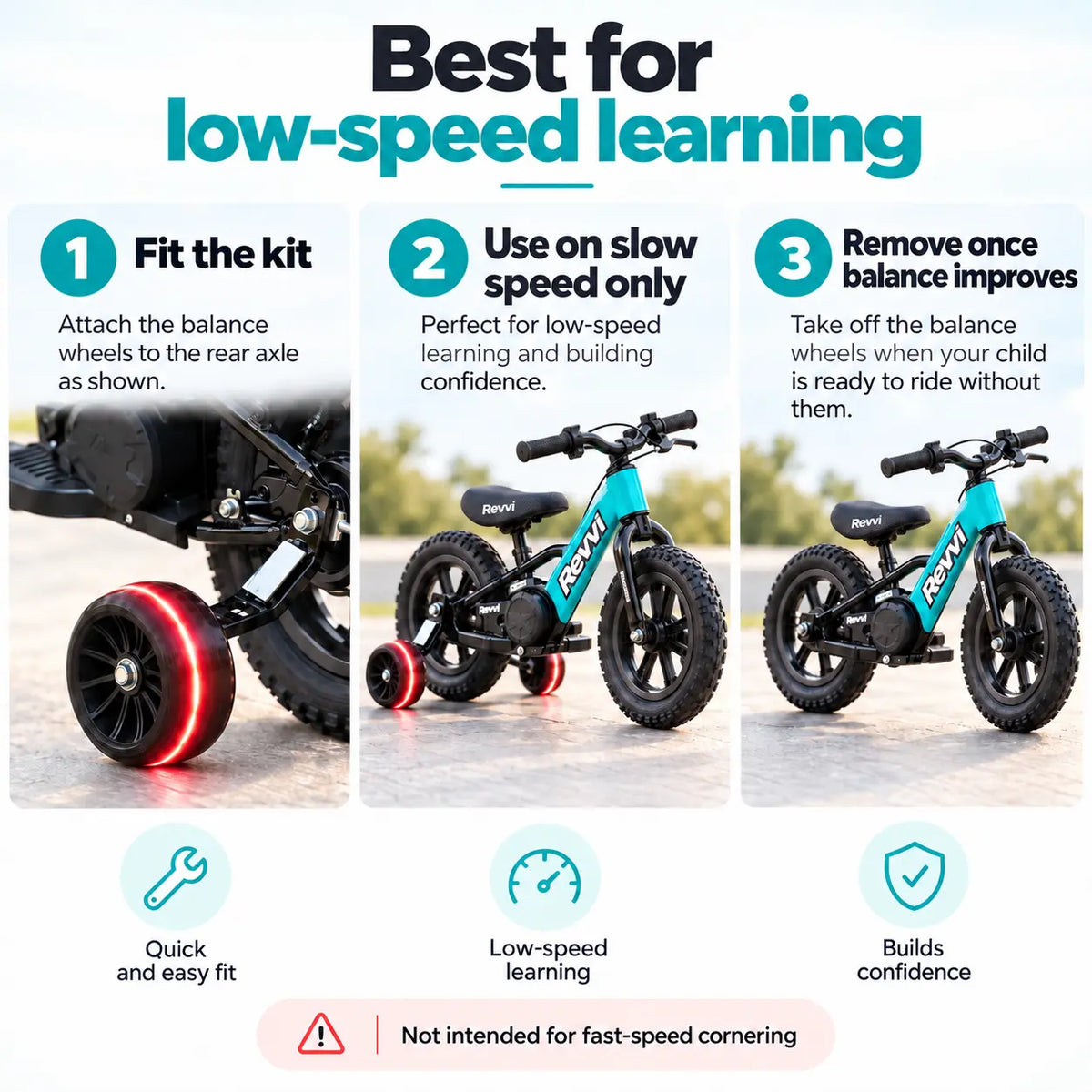 Revvi Stabilisers / Balance Wheel Kit | 12 & 16 Electric Bikes