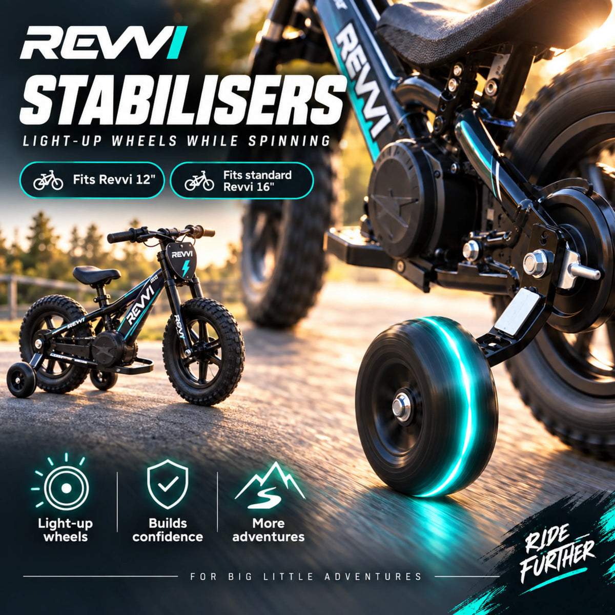 Revvi Stabilisers / Balance Wheel Kit | 12 & 16 Electric Bikes