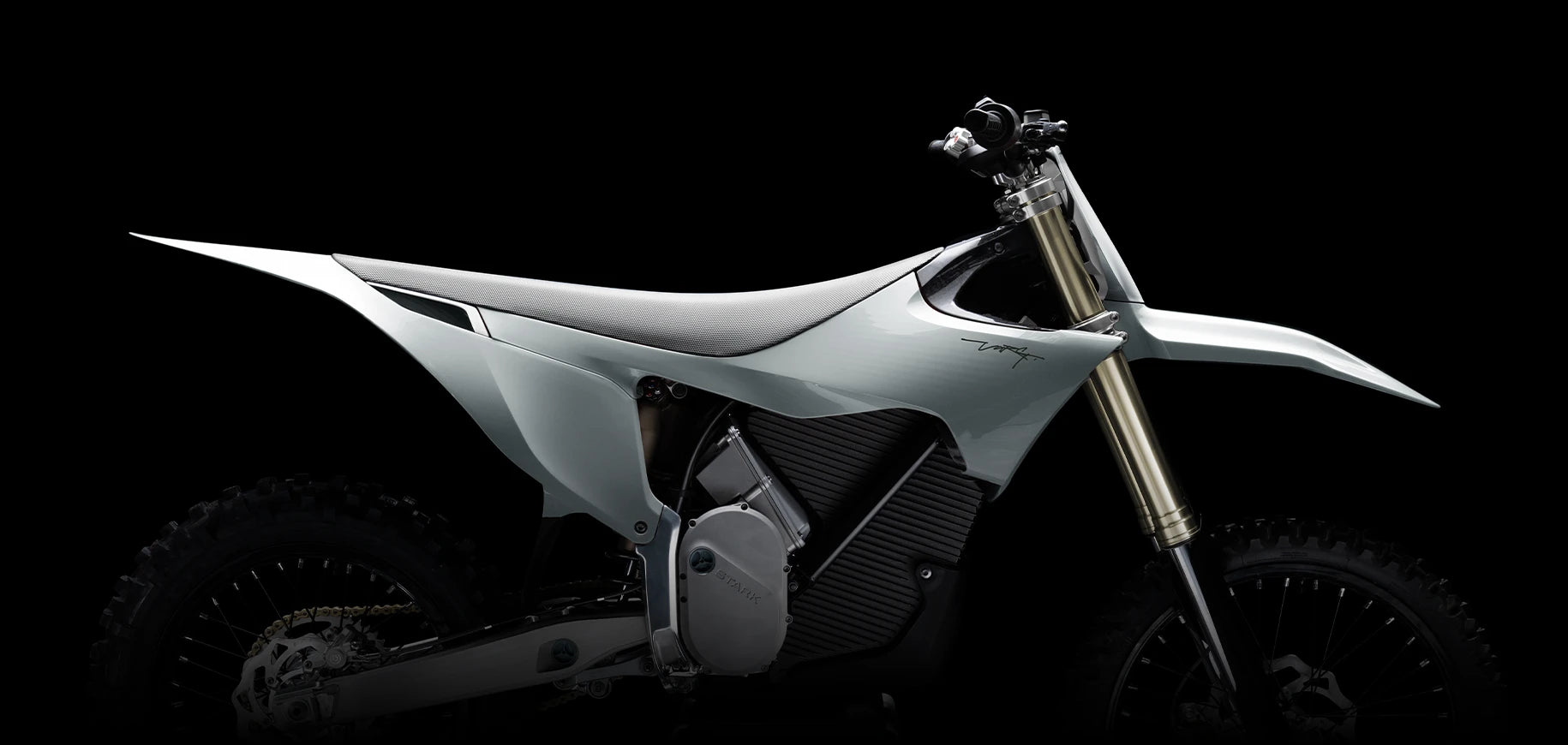 STARK VARG MX 1.2 electric motocross bike, white, official studio photo