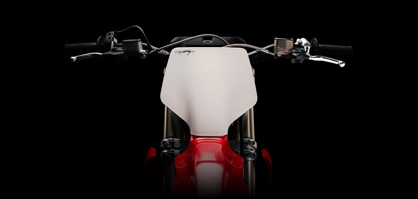 STARK VARG MX 1.2 80HP ALPHA electric motocross bike, rear brake detail with handbrake