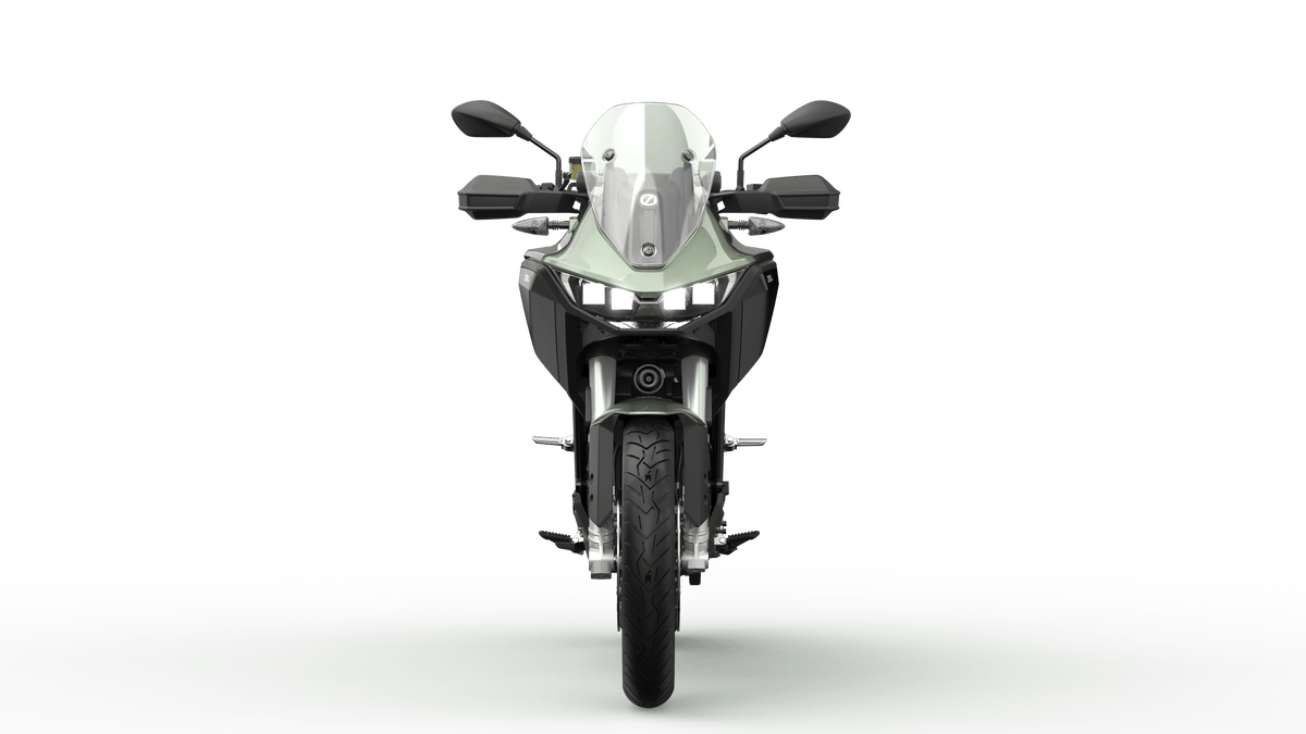 ZERO DS electric dual sport motorbike, front three quarter view